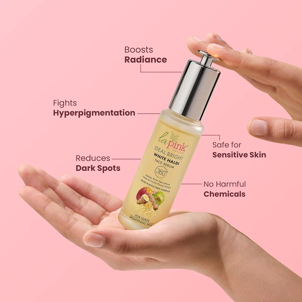 La Pink Natural La Pink Face Serum Ideal Bright White Haldi 5ml | Kakadu Plum & Lettuce | Lightens & Evens Tone & Bright Radiant Skin | 100% Microplastic-Free & lass-Like Skin  | All Skin Types