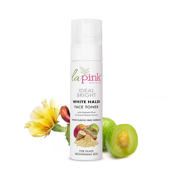 La Pink Natural La Pink Face Toner Ideal Bright White Haldi 100ml | Kakadu Plum & Cactus Flower Extract, Natural Glow  | Pore Tightening & Hydrating  | 100% Microplastic-Free | All Skin Types