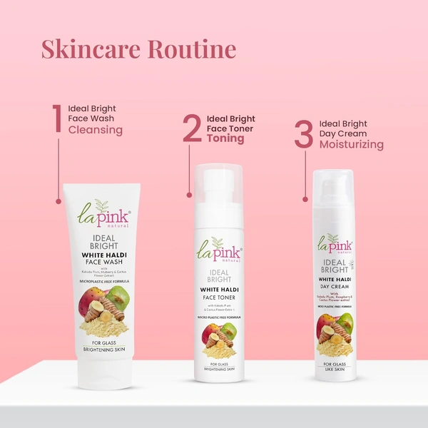 La Pink Natural La Pink Face Toner Ideal Bright White Haldi 100ml | Kakadu Plum & Cactus Flower Extract, Natural Glow  | Pore Tightening & Hydrating  | 100% Microplastic-Free | All Skin Types