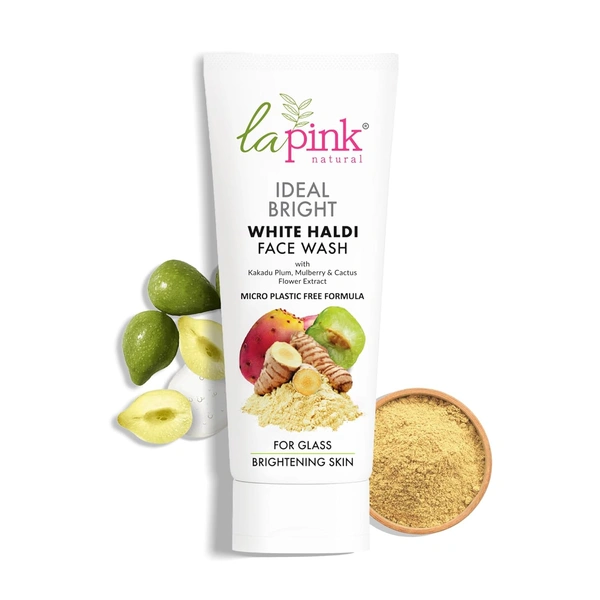 La Pink Natural La Pink Face Wash Ideal Bright White Haldi 100ml, Boosts Radiance | Reduces Pigmentation & Dark Spots | Hydrating & Soap-Free | Kakadu Plum, Mulberry & Cactus Flower | All Skin Types