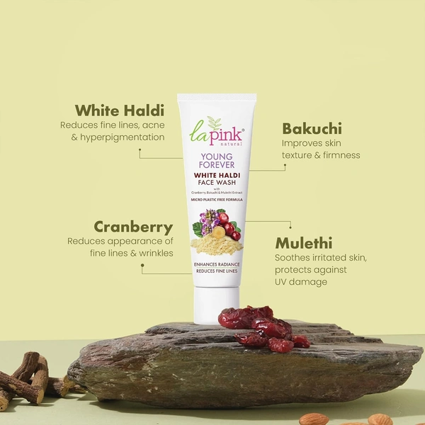 La Pink Natural La Pink Face Wash Ideal Bright White Haldi 25ml, Boosts Radiance | Reduces Pigmentation & Dark Spots | Hydrating & Soap-Free | Kakadu Plum, Mulberry & Cactus Flower | All Skin Types