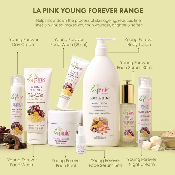 La Pink Natural La Pink Face Wash Ideal Bright White Haldi 25ml, Boosts Radiance | Reduces Pigmentation & Dark Spots | Hydrating & Soap-Free | Kakadu Plum, Mulberry & Cactus Flower | All Skin Types