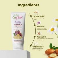 La Pink Natural La Pink Face Wash Young Forever White Haldi 100ml with Cranberry, Bakuchi & Mulethi Extract | Boosts Radiance & Reduces Fine Lines | Gentle Cleansing | Microplastic-Free Formula