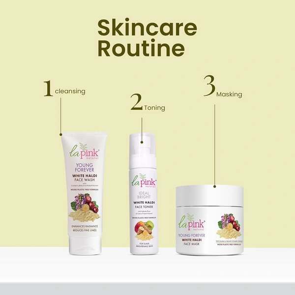 La Pink Natural La Pink Face Wash Young Forever White Haldi 100ml with Cranberry, Bakuchi & Mulethi Extract | Boosts Radiance & Reduces Fine Lines | Gentle Cleansing | Microplastic-Free Formula