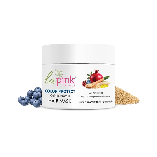 La Pink Natural La Pink Hair Mask Color Protect with Quinoa Protein 200g | White Haldi, Pomegranate & Blueberry | Microplastic-Free | Enhances Color Vibrancy & Controls Hair Fall