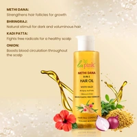 La Pink Natural La Pink Hair Oil Methi Dana 8-in-1 150ml | White Haldi, Bhringraj, Kadi Patta, Hibiscus & Onion | Microplastic-Free Formula |  Enhances Color Vibrancy & Controls Hair Fall