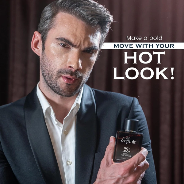 La Pink Hot Look Luxury Pure Perfume for Men 100ml | Leather, Woody, Ozonic, Fresh Spicy, Animalic, Aromatic & Aquatic Floral Citrus Green Notes | Long-Lasting Scent