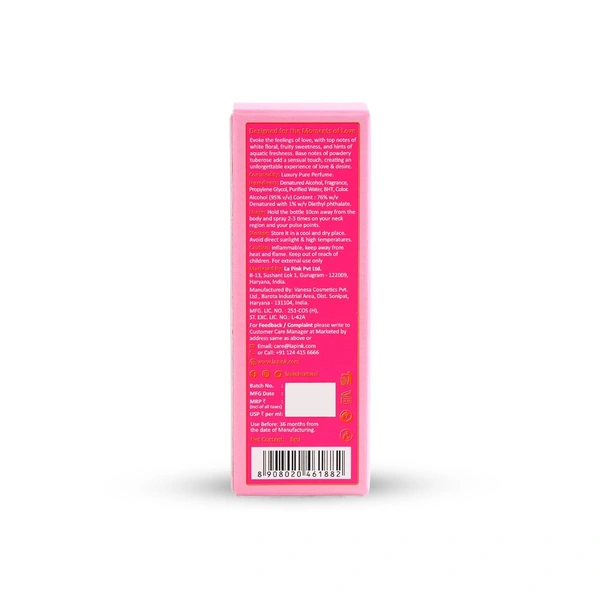 La Pink Miss Morning Luxury Pure Perfume for Women 8ml | White Floral tuberose, Woody yellow Floral & Citrus Sweet notes | Long Lasting | Natural & Elegant Scent
