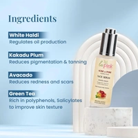 La Pink Natural Anti Acne Face Serum with white haldi 100ml | Pomegranate, Green Tea & Witch Hazel Extract for Reduce Acne & Evens Skin Tone | Micro Plastic Free Formula