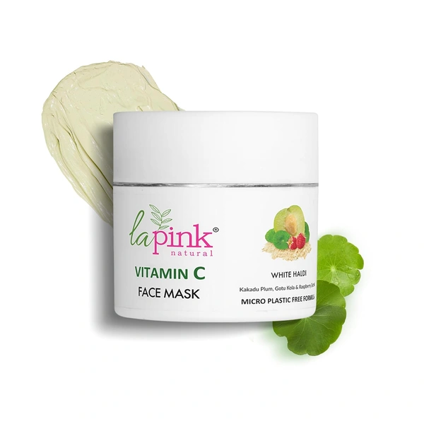 La Pink Natural Vitamin C Face Mask with white haldi 100ml | Kakdu Plum, Gotu Kola & Rasberry Extract for glowing rediant skin | Gentle, Nourishing Cleanser | Micro Plastic Free Formula