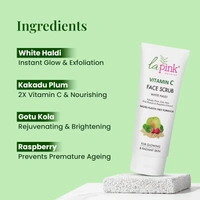 La Pink Natural Vitamin C Face Scrub with white haldi 100ml | Kakdu Plum, Gotu Kola & Rasberry Extract for glowing rediant skin | Gentle, Nourishing Cleanser | Micro Plastic Free Formula