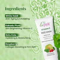 La Pink Natural Vitamin C Face Wash with white haldi 100ml | Kakdu Plum, Gotu Kola & Rasberry Extract for glowing rediant skin | Gentle, Nourishing Cleanser | Micro Plastic Free Formula
