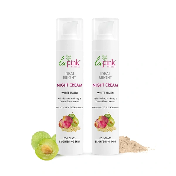 La Pink Natural La Pink Night Cream Ideal Bright White Haldi 50gm with SPF15 Sun Protection | Brightening & Hydrating | Kakadu Plum, Mulberry & Cactus Flower Extract | 100% Microplastic-Free |All Skin Types