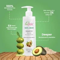 La Pink Natural La Pink Olive & Argen Sampoo 250ml | White Haldi, Olive, Argen & Avocado | Microplastic-Free Formula |  Smooth Shine & Frizz Free Hair