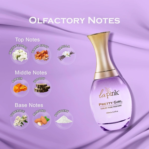La Pink Pretty Girl Luxury Pure Perfume for Women 100ml | White Floral, Warm Spicy, Vanilla | Amber, Woody, Tuberose, Almond Powdery Notes