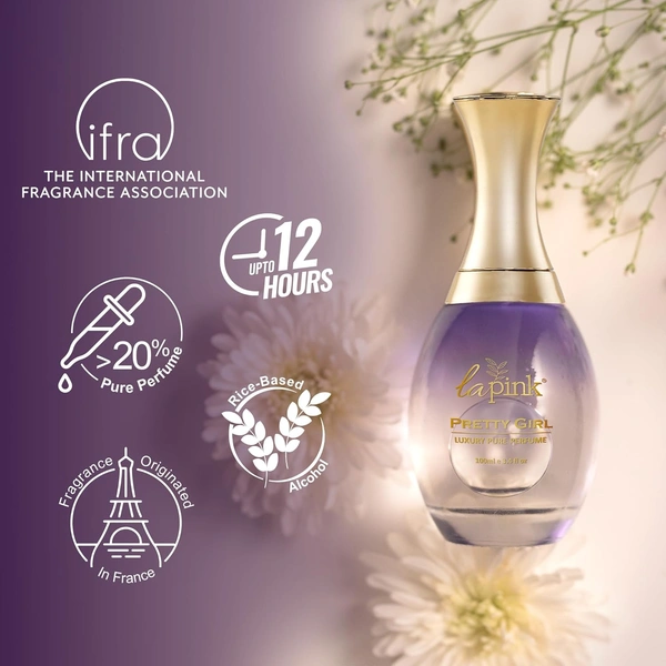 La Pink Pretty Girl Luxury Pure Perfume for Women 30ml | White Floral, Warm Spicy, Vanilla | Amber, Woody, Tuberose, Almond Powdery Notes