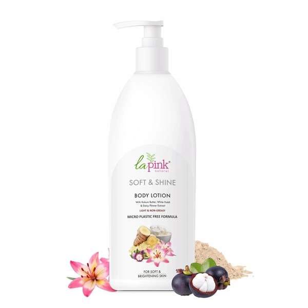 La Pink Natural La Pink Soft & Shine Body Lotion 450ml with Kokum Butter, White Haldi & Daisy Flower Extract | Microplastic-Free Formula | Soft & Brightening skin