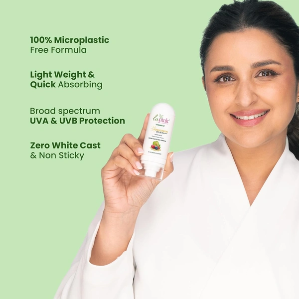 La Pink Natural La pink Sunscreen with White Haldi & Vitamin C 50g | SPF 50 PA++++ Protection | Extract Kakadu Plum, Blueberry & Rospberry | Micro Plastic Free Formula