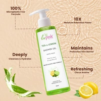 La Pink Natural La Pink Tea & Lemon Shower Gel 250ml | White Haldi, Greem Tea, Lemon  & Juniper Berry Oil | Calming, Smoothing | Microplastic-Free, Skin-Friendly Formula