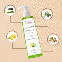La Pink Natural La Pink Tea & Lemon Shower Gel 250ml | White Haldi, Greem Tea, Lemon  & Juniper Berry Oil | Calming, Smoothing | Microplastic-Free, Skin-Friendly Formula