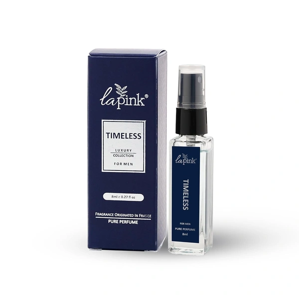 La Pink Timeless Luxury Pure Perfume for Men 8ml | Sweet, Woody, Leather | Smoky, Musky, Tropical Heart | Fresh, Mossy, Citrus Base | Long-lasting Fragrance
