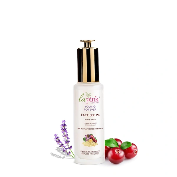 La Pink Natural La Pink Young Forever Face Serum Enriched with White Haldi 5ml | Cranberry, Bakuchi & Mulethi Extract | Microplastic-Free Formula | Enhance Rediance & Reduce Fine Line