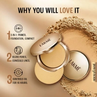 Lakme 9 to 5 Primer + Matte Powder Foundation Compact 9g, Rose Silk | Covers Blemishes & Lightweight | Long Lasting, Smooth Finish & Oil Control