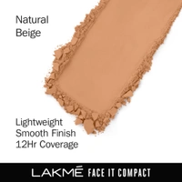 Lakme Forever Matte Compact Powder Natural Beige 9g | Smooth Matte Finish | 12 Hour Oil Control, Even Tone | Lightweight Daily Wear for All Skin Types