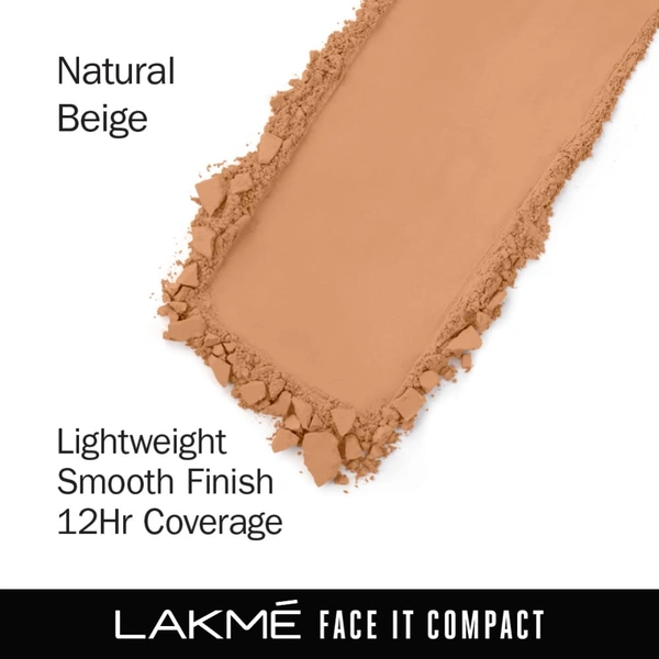 Lakme Forever Matte Compact Powder Natural Beige 9g | Smooth Matte Finish | 12 Hour Oil Control, Even Tone | Lightweight Daily Wear for All Skin Types