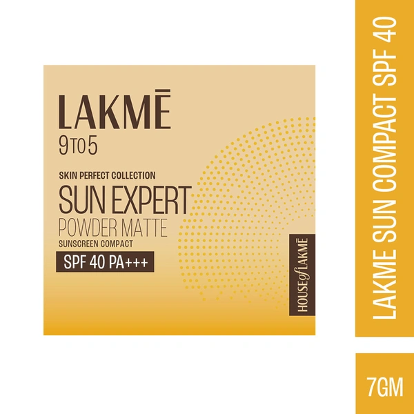 Lakme Sun Expert Ultra Matte Compact 7g SPF 40 PA+++ - Oil Control, Sweat Resistant, Smooth Matte Finish with Sun Protection for Daily Use
