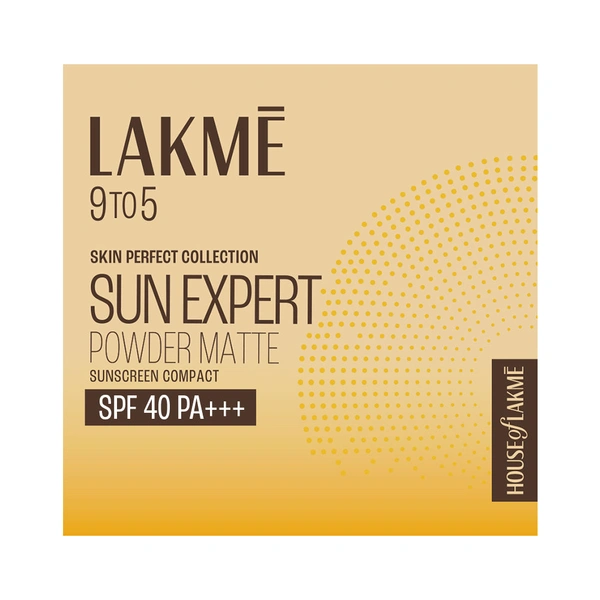 Lakme Sun Expert Ultra Matte Compact 7g SPF 40 PA+++ - Oil Control, Sweat Resistant, Smooth Matte Finish with Sun Protection for Daily Use
