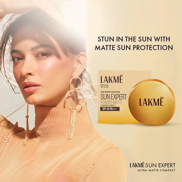 Lakme Sun Expert Ultra Matte Compact 7g SPF 40 PA+++ - Oil Control, Sweat Resistant, Smooth Matte Finish with Sun Protection for Daily Use