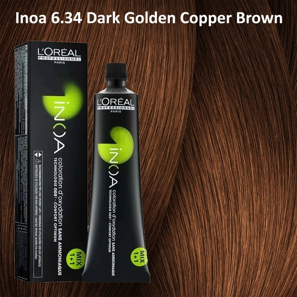Loreal Professionnel Paris Loreal Professional Inoa 6.34  Color Tube Dark Golden Copper Brown- 60g