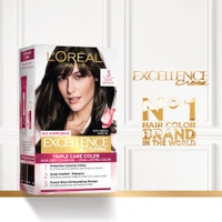 Loreal Paris Excellence Creme  03 Dark Brown | 72ml+100g  | Triple Care Hair Color | 100% Grey Coverage | Long Lasting Color | Permanent Hair Color for Shiny, Healthy Hair | Natural Dark Brown Hair Dye