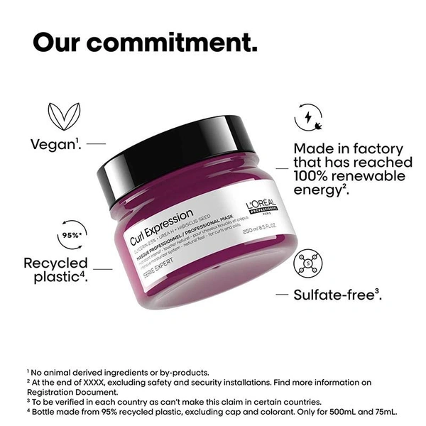 L'Oreal Professionnel Curl Expression Hair Mask 250ml For Curly & Coily Hair | Intense Moisturizing & Hydrating  | Deep Nourishment, Anti Frizz, Shine Boost, Salon Results