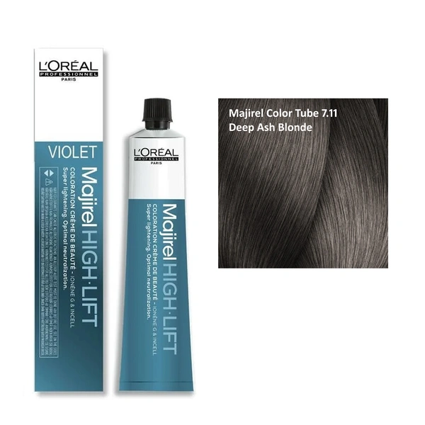 Loreal Professionnel Majirel Hair Color Cream Deep Cool Ash Tone 7.11 Deep Ash Blonde 49.5g
