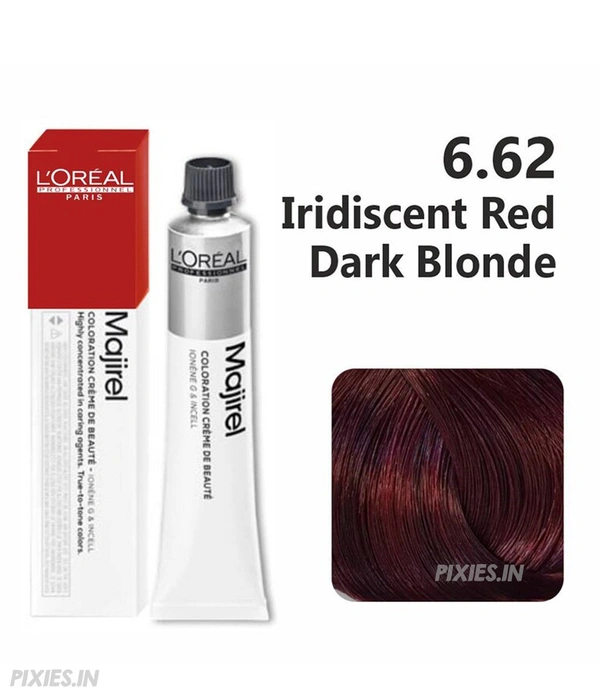 Loreal Professional Loreal Professionnel Majirel Permanent Hair Color 6.62 Iridescent Red Dark Blonde for Vibrant Red-Blonde Shine| Intense Pigment, Grey Coverage & Smooth Finish