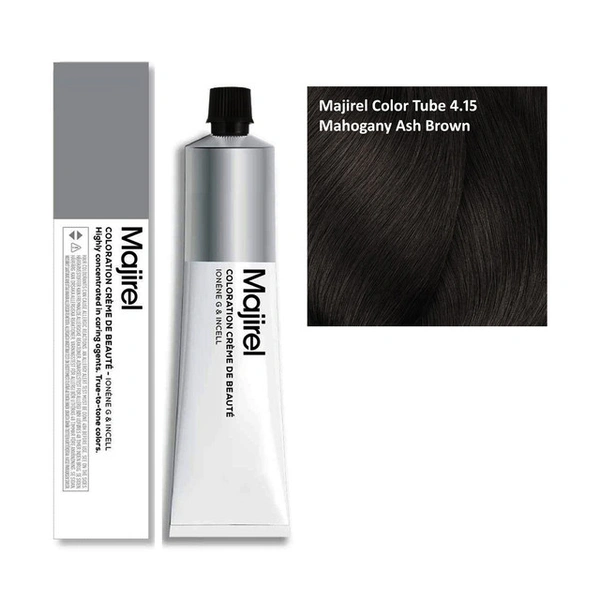 Loreal Professionnel Majirel Permanent Hair Color Cream Smooth Finish 4.15 Mahogany Ash Brown 49.5g
