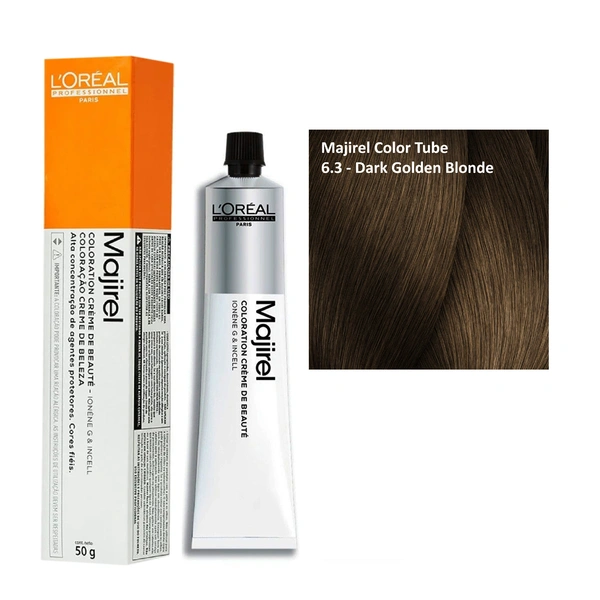 Loreal Professionnel Majirel Permanent Hair Dye Cream Professional Formula 6.3 Dark Golden Blonde 49.5g