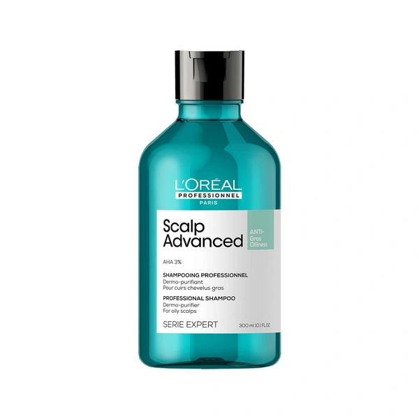 Loreal Professionnel Scalp Advanced Anti-Gras Oiliness Shampoo 300ml -With 4% AHA Purify Oily Scalp