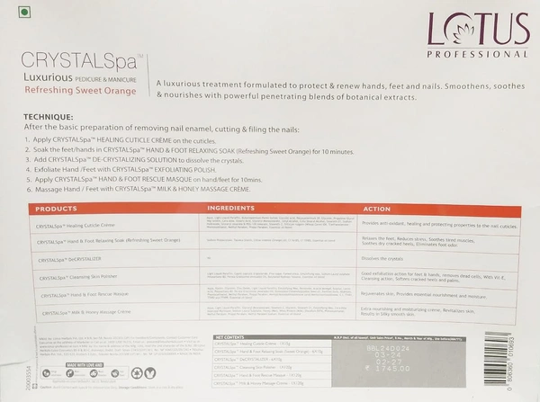 Lotus Professional Lotus Crystal Spa Luxurious Pedicure & Manicure | Relaxing Sweet Orange | Deep Cleansing, Hydration & Nourishment | Smooth, Rejuvenated Hands & Feet | Salon Glow at Home