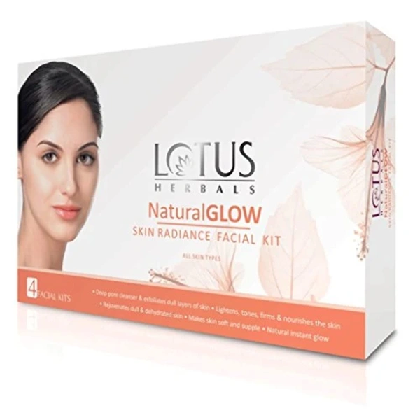 Lotus Herbals Natural Glow Skin Radiance 4-in-1 Facial Kit, 200g | Enhance Natural Glow & Radiance | Deep Pore Cleansing | Hydrating & Nourishment | Suitable for All Skin Types