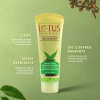Lotus Herbals NeemWash, Neem and Clove Purifying Face Wash with Active Neem Slices, 120g