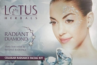 Lotus Herbals Radiant Diamond Cellular Radiance 4-in-1 Facial Kit 4x37g | Brighten and Rejuvenate Skin | Diamond Activator | Exfoliating Cleanser | Suitable for All Skin Types