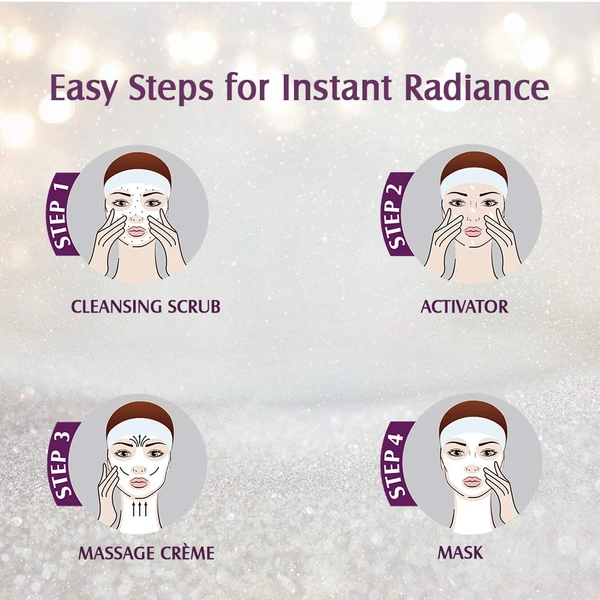 Lotus Herbals Radiant Diamond Cellular Radiance 4-in-1 Facial Kit 4x37g | Brighten and Rejuvenate Skin | Diamond Activator | Exfoliating Cleanser | Suitable for All Skin Types