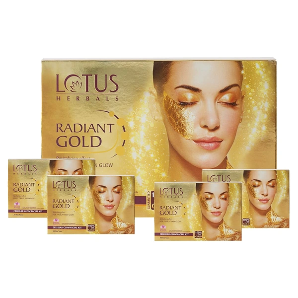 Lotus Herbals Radiant Gold 4-in-1 Facial Kit | 24K Gold Glow & Radiance | Revitalizes dull skin | 4 Easy Steps |  leaving skin soft and supple