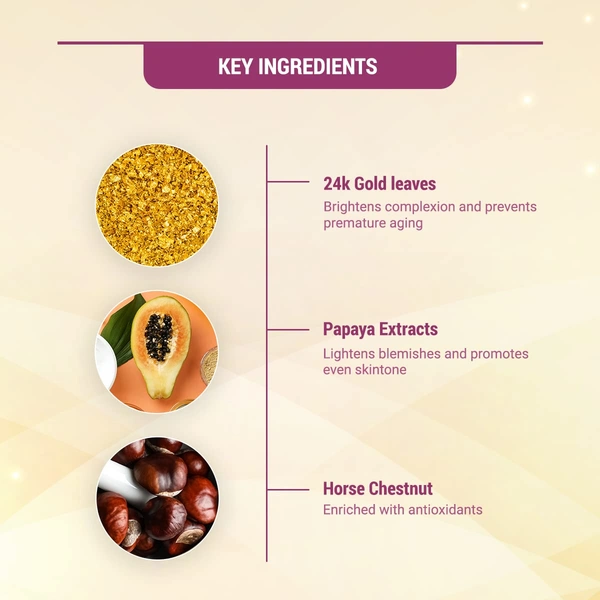 Lotus Herbals Radiant Gold 4-in-1 Facial Kit | 24K Gold Glow & Radiance | Revitalizes dull skin | 4 Easy Steps |  leaving skin soft and supple