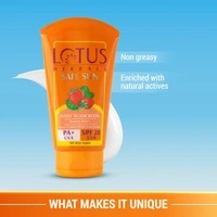 Lotus Herbals Safe Sun Sunscreen Cream Non-Greasy, Sweat & Water Resistant, SPF 20 PA +, UVA & UVB, 100 gm