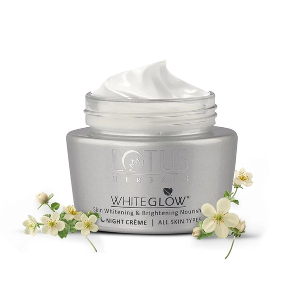 Lotus Herbals White Glow Skin Night Cream 60g | Whitening & Brightening Nourishing  | Deep Hydration, Even Skin Tone & Radiant Glow While You Sleep