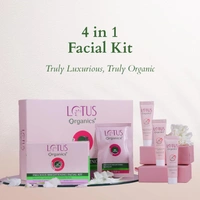 Lotus Organics+ Precious Brightening Facial Kit | 4-Step Bright & Glowing Skin Care | Made with Organic Ingredients | For Men & Women | All Skin Types | Salon-like Glow at Home